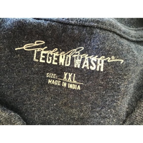 Eddie Bauer Shirt Henley Men's Blue, Red Legend Wash Long Sleeve Sz XXL Lot of 2 - Picture 4 of 5